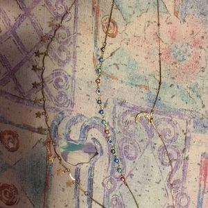 Evil eye moon and stars necklace